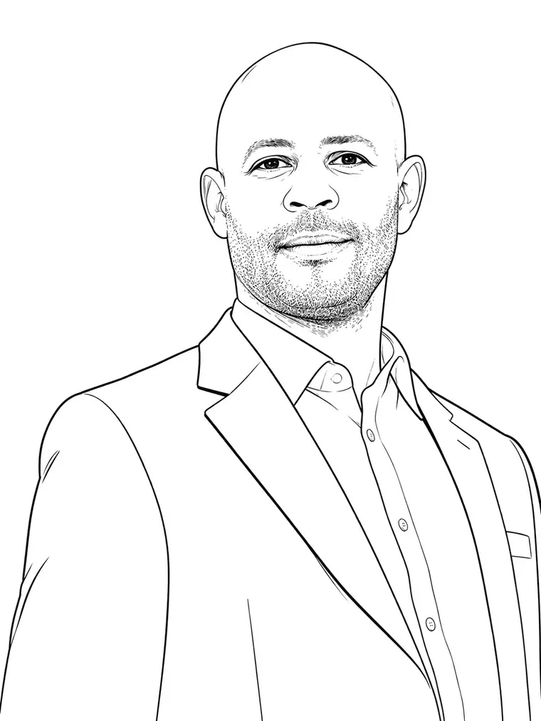 Line portrait of Jamie Dunkley